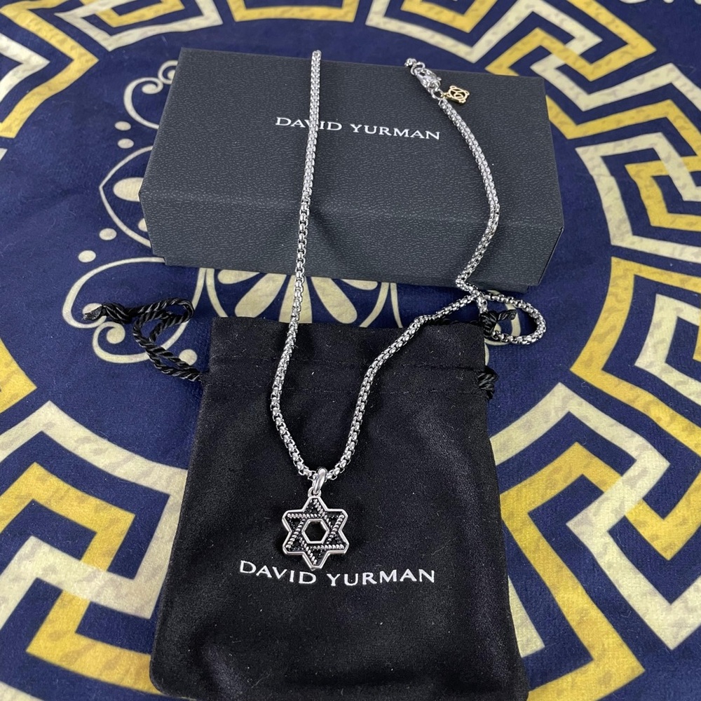 CABLE STAR OF DAVID AMULET IN STERLING SILVER - Picture 3 of 8